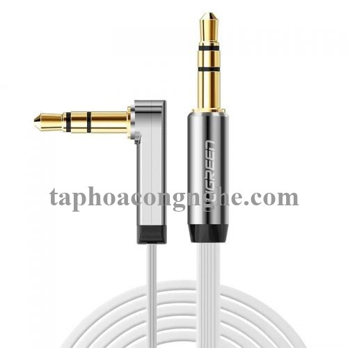 Ugreen 10756 0.5M màu Trắng Cáp âm thanh 2 đầu 3.5mm dương đầu vuông góc mạ vàng AV119 30010756